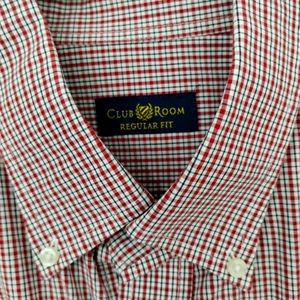 Men's long sleeve casual dress shirt. Sharp shirt plaid red and white